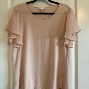 Calvin Klein Women's Blush Pink Ruffle Sleeve Blouse